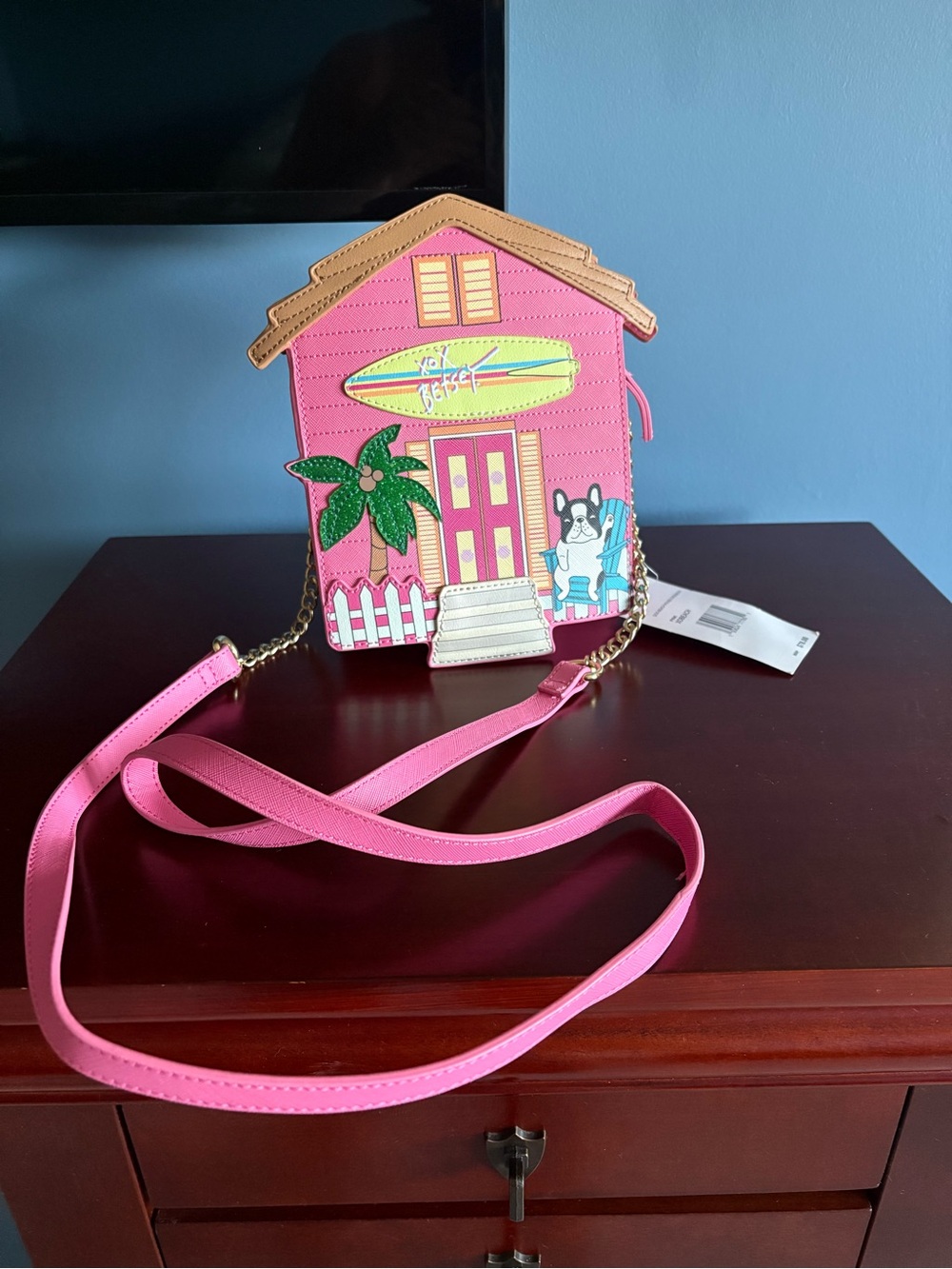 Betsey Johnson Pink Tropical House Mini Crossbody - Picture 4 of 6